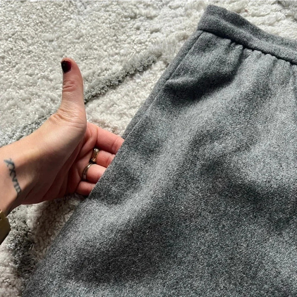 Vintage wool gray midi skirt pleated high rise 28 - Picture 8 of 13